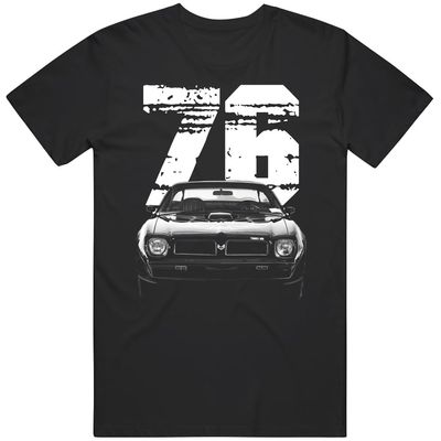 1976 Trans Am Front View with Year T Shirt 3XL Black