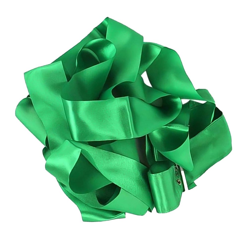 WOONEKY Art Gymnastics Ribbon Wand 4m Green 5cm Wide Polyester Material for Gymnastics Dance Shows Festivals