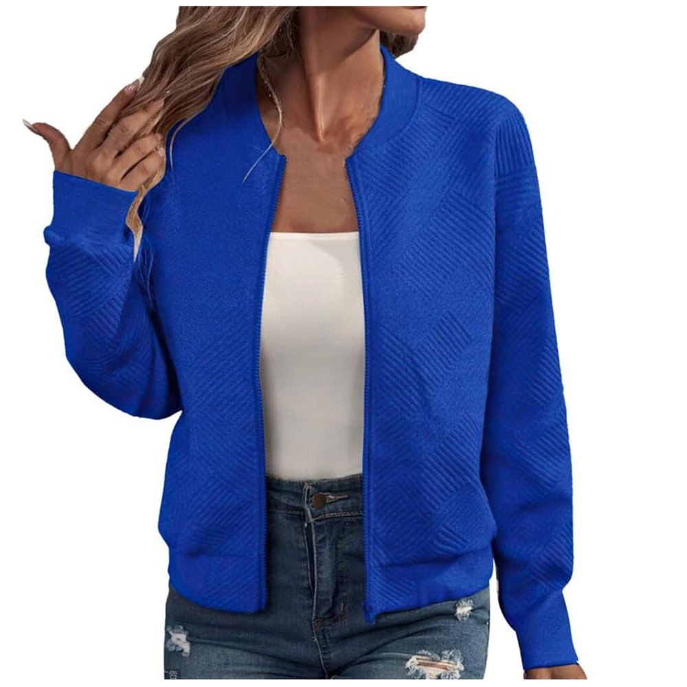 Fall Bomber Jacket for Women Casual Stand Collar Zip up Lightweight Outerwear Fall Fashion Jacket Outfits with Pocket