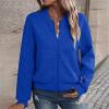 Fall Bomber Jacket for Women Casual Stand Collar Zip up Lightweight Outerwear Fall Fashion Jacket Outfits with Pocket view 2