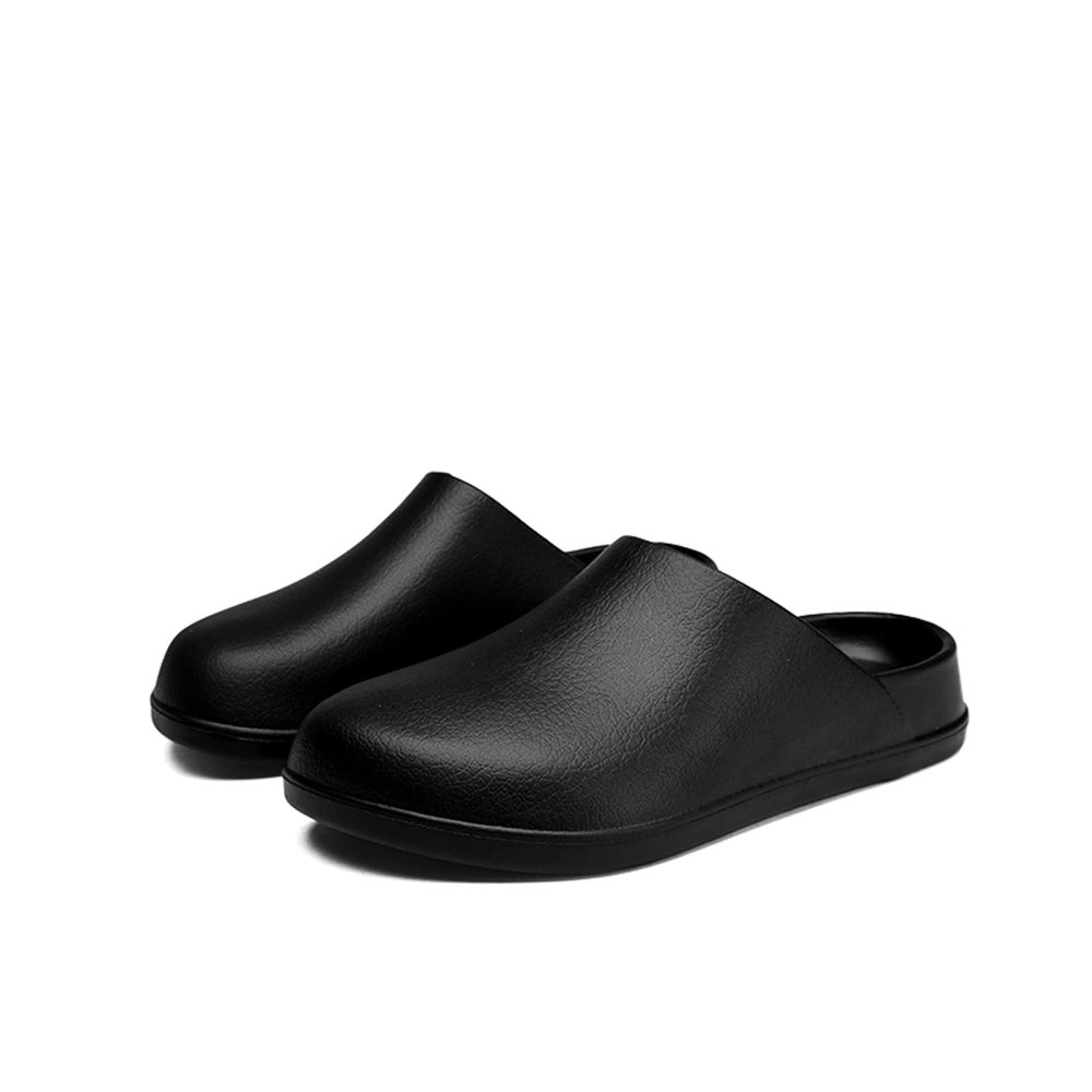 Men's and Women's Slip-On Clogs, Waterproof Non-Slip House Mules, Lightweight Oil & Water Resistant Safety Shoes for Kitchen, Restaurant, Garden, Hospital, Beach, Pool Black