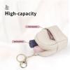 AfitLulu Small Change Coin Purse, Mini Backpack Cute Cosmetic Bag for Women with Keychain and 2 Zipper Layers, Change Purse for Travel and Dating (Pink) view 4