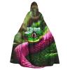 YKJJFVZ Green Snake Print Rogue Cosplay Adult Halloween Witch Hooded Cloak Cape Unisex Costume For Horror Parties Masquerade view 1