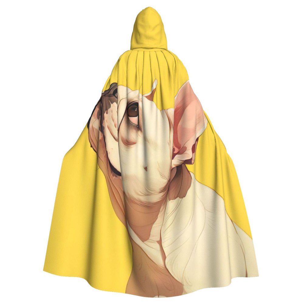 YKJJFVZ Animal Dog French Bulldog Print Rogue Cosplay Adult Halloween Witch Hooded Cloak Cape Unisex Costume For Horror Parties Masquerade