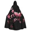 YKJJFVZ Japanese Cherry Flowers Print Rogue Cosplay Adult Halloween Witch Hooded Cloak Cape Unisex Costume For Horror Parties Masquerade view 1