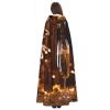 YKJJFVZ Wine Cup Print Rogue Cosplay Adult Halloween Witch Hooded Cloak Cape Unisex Costume For Horror Parties Masquerade view 4
