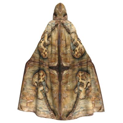 YKJJFVZ Nice Guitar Print Rogue Cosplay Adult Halloween Witch Hooded Cloak Cape Unisex Costume For Horror Parties Masquerade