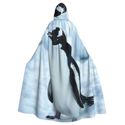 YKJJFVZ Penguin Print Rogue Cosplay Adult Halloween Witch Hooded Cloak Cape Unisex Costume For Horror Parties Masquerade