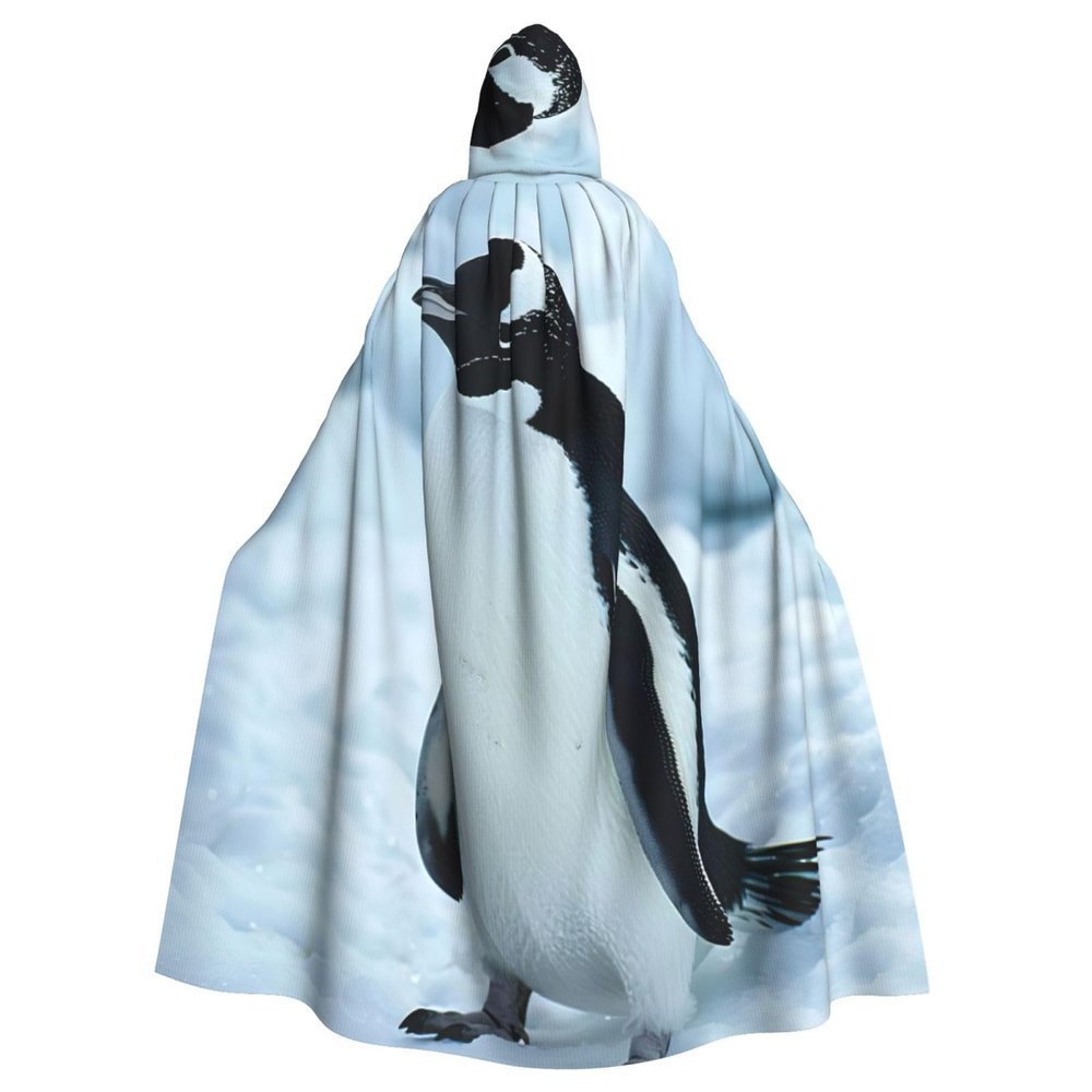 YKJJFVZ Penguin Print Rogue Cosplay Adult Halloween Witch Hooded Cloak Cape Unisex Costume For Horror Parties Masquerade