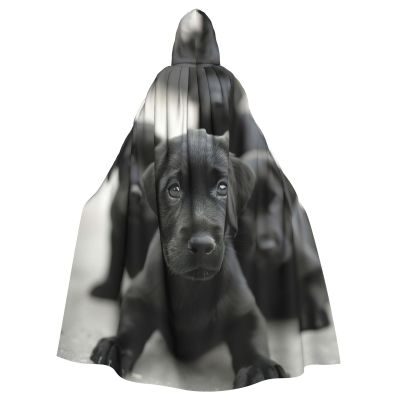 YKJJFVZ Puppies Dog Print Rogue Cosplay Adult Halloween Witch Hooded Cloak Cape Unisex Costume For Horror Parties Masquerade