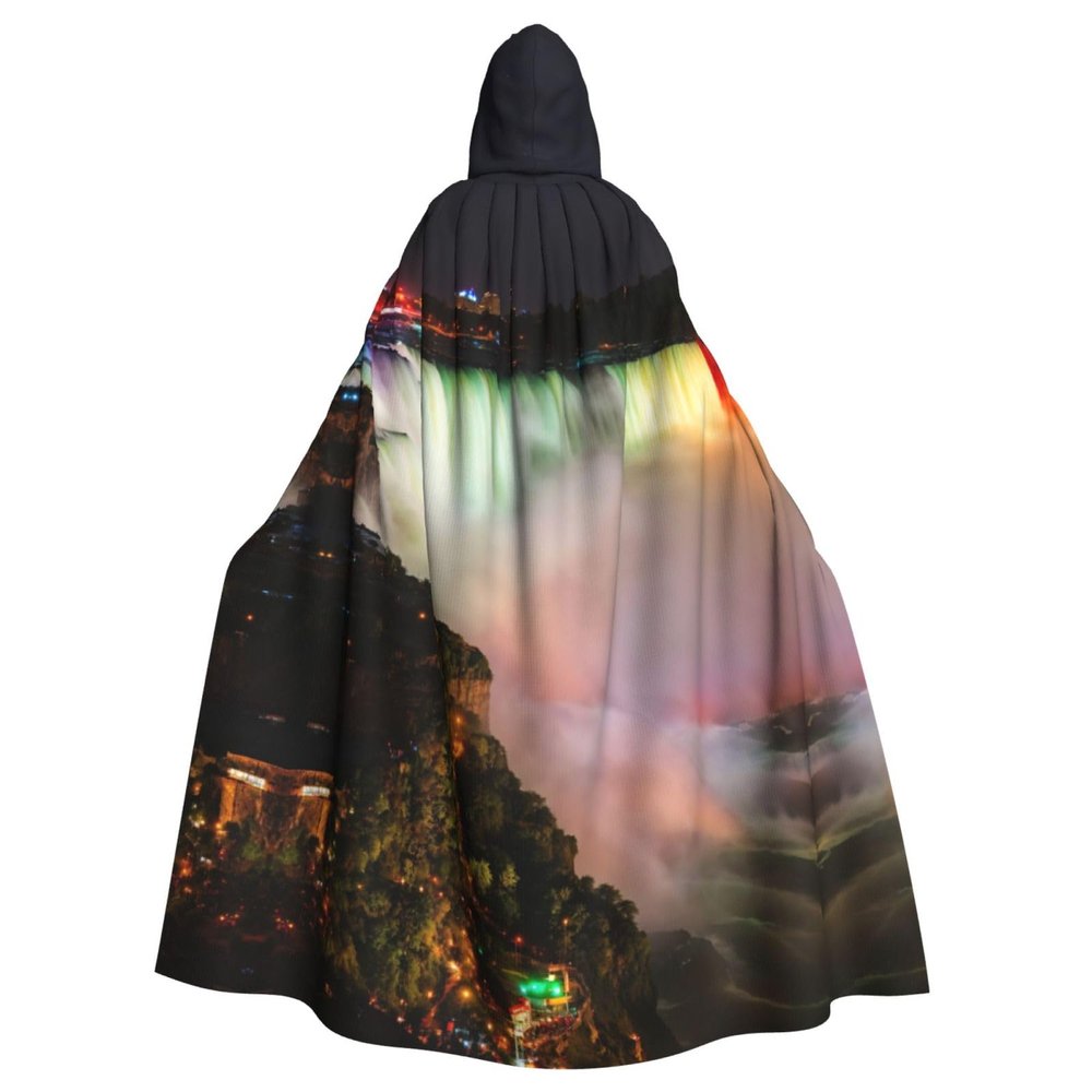YKJJFVZ Niagara Falls Print Rogue Cosplay Adult Halloween Witch Hooded Cloak Cape Unisex Costume For Horror Parties Masquerade