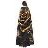 YKJJFVZ Black And Gold Flowers Print Rogue Cosplay Adult Halloween Witch Hooded Cloak Cape Unisex Costume For Horror Parties Masquerade view 4