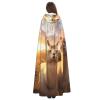 YKJJFVZ Alpaca Llama2 Print Rogue Cosplay Adult Halloween Witch Hooded Cloak Cape Unisex Costume For Horror Parties Masquerade view 4