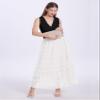 Women's Tulle Maxi Skirt High Waist Elastic Tiered Ruffle A-Line Flowy Party Wedding Guest Skirts Comfortable Daily Wear(White-M) view 2