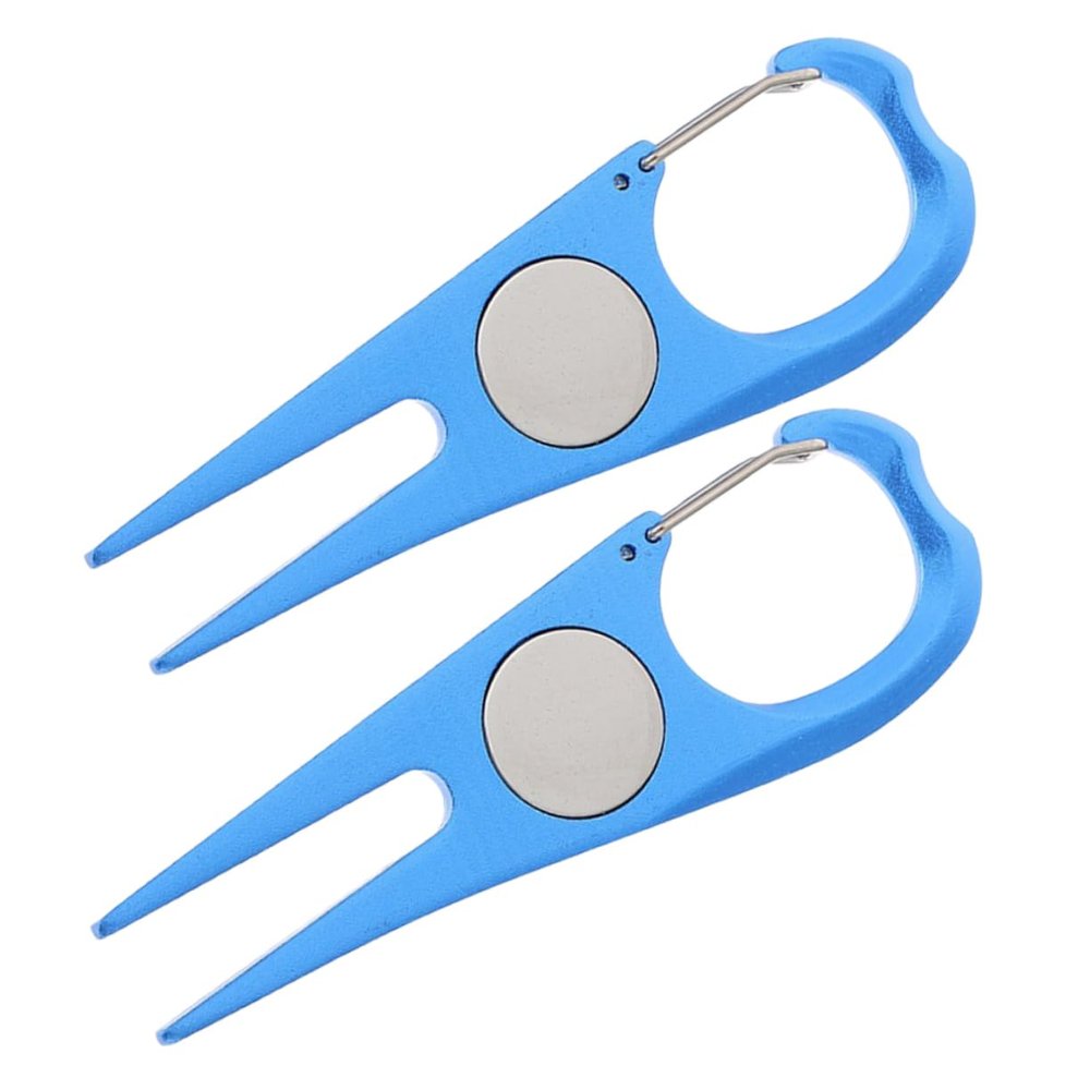 WOONEKY 2pcs Aluminium Alloy Golf Divot Repair Fork Scratch Remover for Golf Club Metal Divot Tool for Golfers