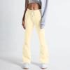 Gumipy Wide Leg Sweatpants Women Drawstring Elastic Waist Flare Sweatpants with Pockets Y2K Bell Bottoms Pants Plain Workout Sweat Pants Soft Womens Palazzo Pants Casual Baggy Lounge Pants view 4