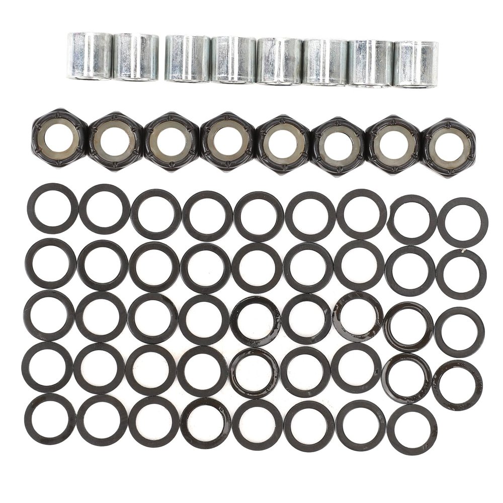 Yuezhongoo 56PCS Skateboard Truck Hardware Kit, Iron Spacers Axle Nuts and Speed Rings Longboards and Skateboard Hardware Kit for Skateboard and Longboard