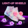LEVYTEMP Roller Skates for Women, Men Light-Up Wheels Double-Row Rollerskates High-Top PU Leather Classic Designs Glitter Skate Shoes for Girls Beginners with a Shoes Bag Size 5 Indoor Outdoor view 2