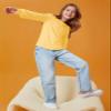 Haloumoning Girls Puff Long Sleeve Shirts Kids Casual Crewneck Soft Tunic Tops Blouse 5-14 Years Yellow view 2