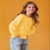 Haloumoning Girls Puff Long Sleeve Shirts Kids Casual Crewneck Soft Tunic Tops Blouse 5-14 Years Yellow view 4