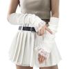 Abeillo Arm Warmers for Long Sleeve Fingerless, Y2K Cool Girls Arm Covers, White Cute Harajuku Knitted Lace Arm Sleeve, Gothic Punk Hip Hop Accessories(White) view 1