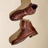 Dressnu Men's shoes leather boots large size double side zipper non-slip sole Wine red 11.5 view 2