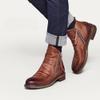 Dressnu Men's shoes leather boots large size double side zipper non-slip sole Wine red 11.5 view 3