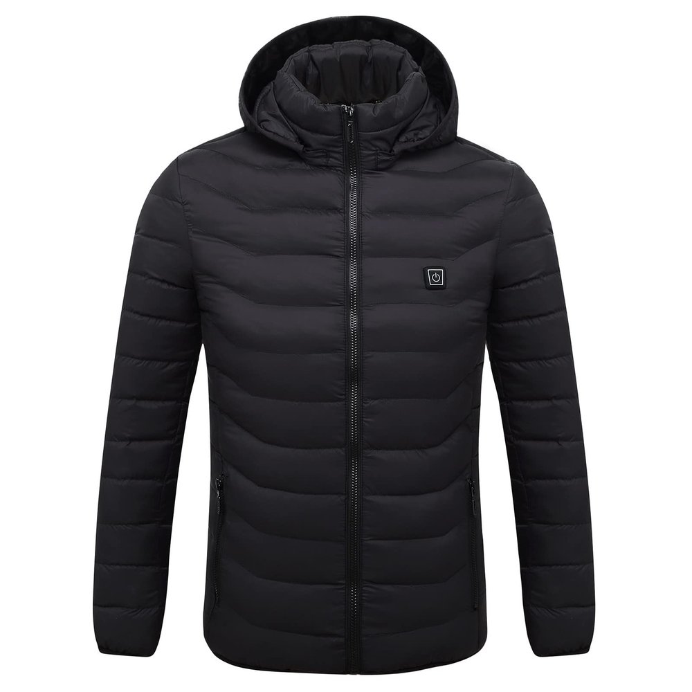 KICILVS Heated Jackets for Men Women Hooded Packable Down Puffer Coat Usb Rechargeable Heated Jacket Winter Outdoor Coats
