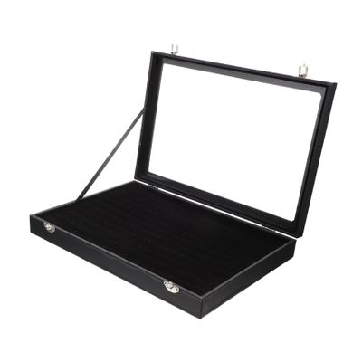 COLLBATH Jewelry Display Organizer Slots Elegant Holder and Earring Case Glass Lid for Home and Jewelry Shops Storage