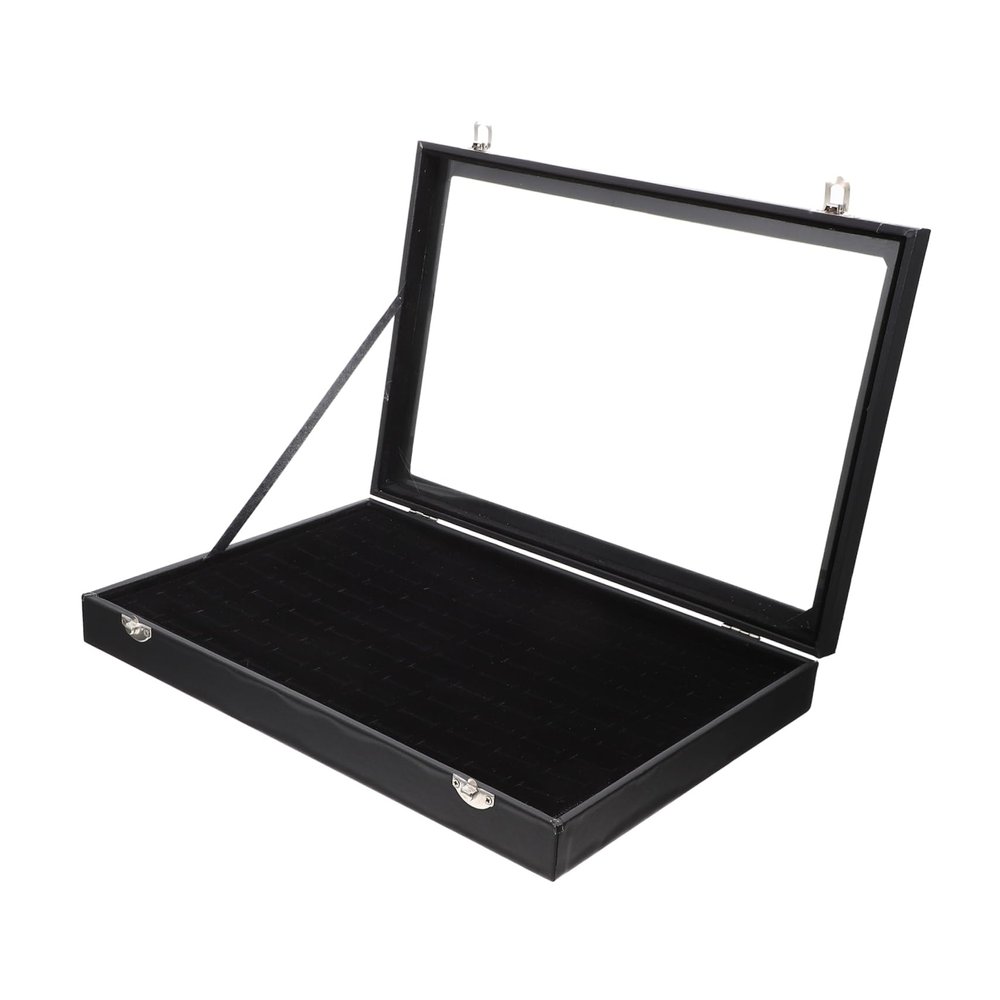 COLLBATH Jewelry Display Organizer Slots Elegant Holder and Earring Case Glass Lid for Home and Jewelry Shops Storage