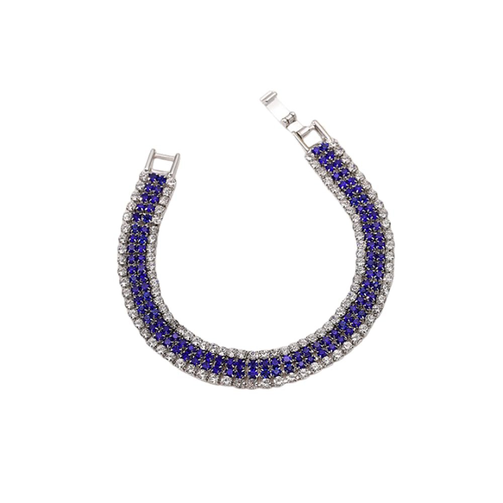 Caiyao Shiny Rhinestone Classic Tennis Bracelet Multicolor Fashion Bracelet for Women-Deep Blue