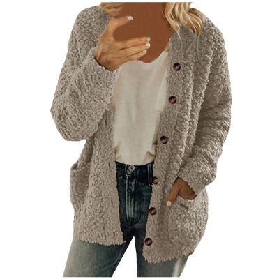 BIVENANT Fleece Cardigans for Women Sweater Cardigan Women Cozy Sweaters Crop Womens Fall Coats Jacket for Women Lightweight Casual Vintage Long Sleeve Solid Coat Winter Outwear,Apricot,S