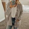BIVENANT Fleece Cardigans for Women Sweater Cardigan Women Cozy Sweaters Crop Womens Fall Coats Jacket for Women Lightweight Casual Vintage Long Sleeve Solid Coat Winter Outwear,Apricot,S view 2