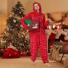 Focupaja Unisex Christmas Onesie Pajamas Hooded Comfy Flannel Zipper One Piece Sleepwear Matching Jumpsuit for Family Couples Red Cane Candy-XL view 2