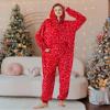 Focupaja Unisex Christmas Onesie Pajamas Hooded Comfy Flannel Zipper One Piece Sleepwear Matching Jumpsuit for Family Couples Red Cane Candy-XL view 3