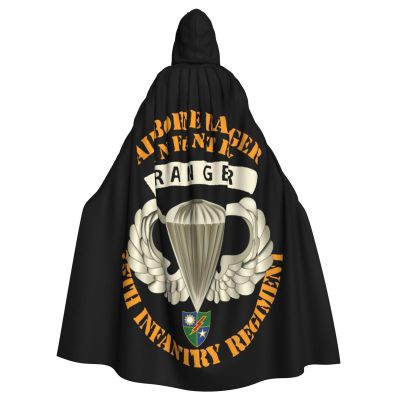 Airborne Badge Ranger 75th Infantry Hooded Cloak Adult Halloween Hooded Cape Party Decorative Cloak Black