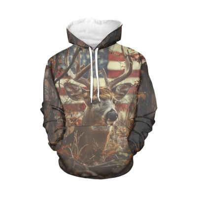 WELLFLYHOM Hunting Deer Sweatshirt Womens Fashion Hoodies American Flag Graphic Hooded Jacket Long Sleeve Shirt Drawstring Pullover Hoodie Athletic Fall Outfits Y2K Streetwear XS