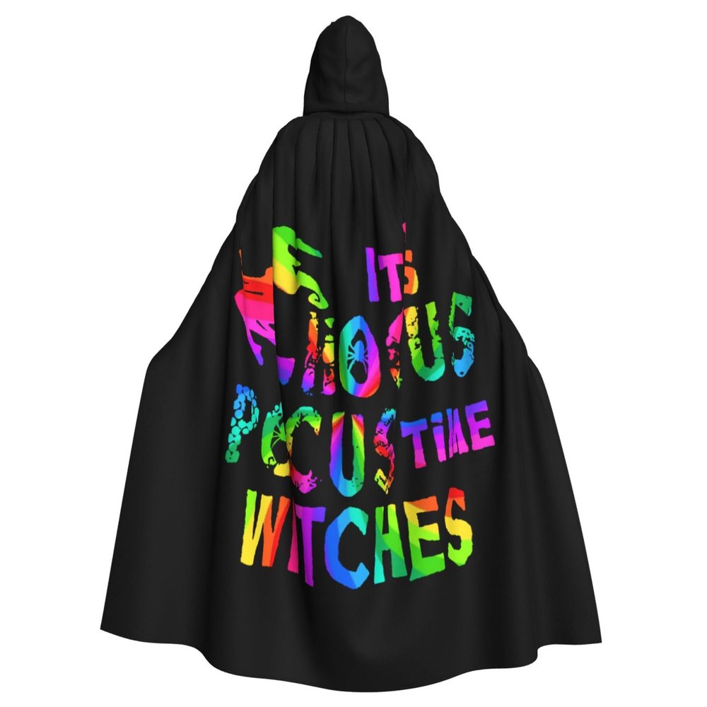 OKLRYNBV Its Hocus Pocus Time Witches Hooded Cloak Adult Halloween Hooded Cape Party Decorative Cloak Black