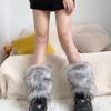 BWGHBH Women's Furry Leg Warmers Faux Fur Girl's Boot Covers Winter Warm Leg Cuffs For Party Christmas Costume Blue Grey 20cm view 2