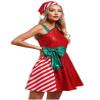 Miutii Womens Mrs Claus Costume Sequins Color Block Dance Dress with Santa Hat Xmas Party Dancewear Red Large view 3