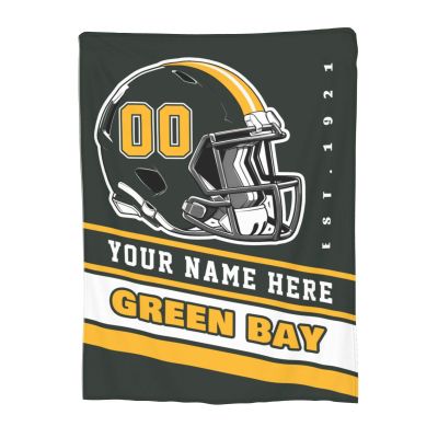 Custom Green Bay Blanket Personalized Football Throw Blankets Customized Any Name and Number Blankets Soft Flannel Blankets for Men Women Teen Adults