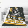 Custom Green Bay Blanket Personalized Football Throw Blankets Customized Any Name and Number Blankets Soft Flannel Blankets for Men Women Teen Adults view 3