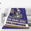 Custom Baltimore Blanket Personalized Football Throw Blankets Customized Any Name and Number Blankets Soft Flannel Blankets for Men Women Teen Adults view 3