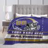 Custom Baltimore Blanket Personalized Football Throw Blankets Customized Any Name and Number Blankets Soft Flannel Blankets for Men Women Teen Adults view 4