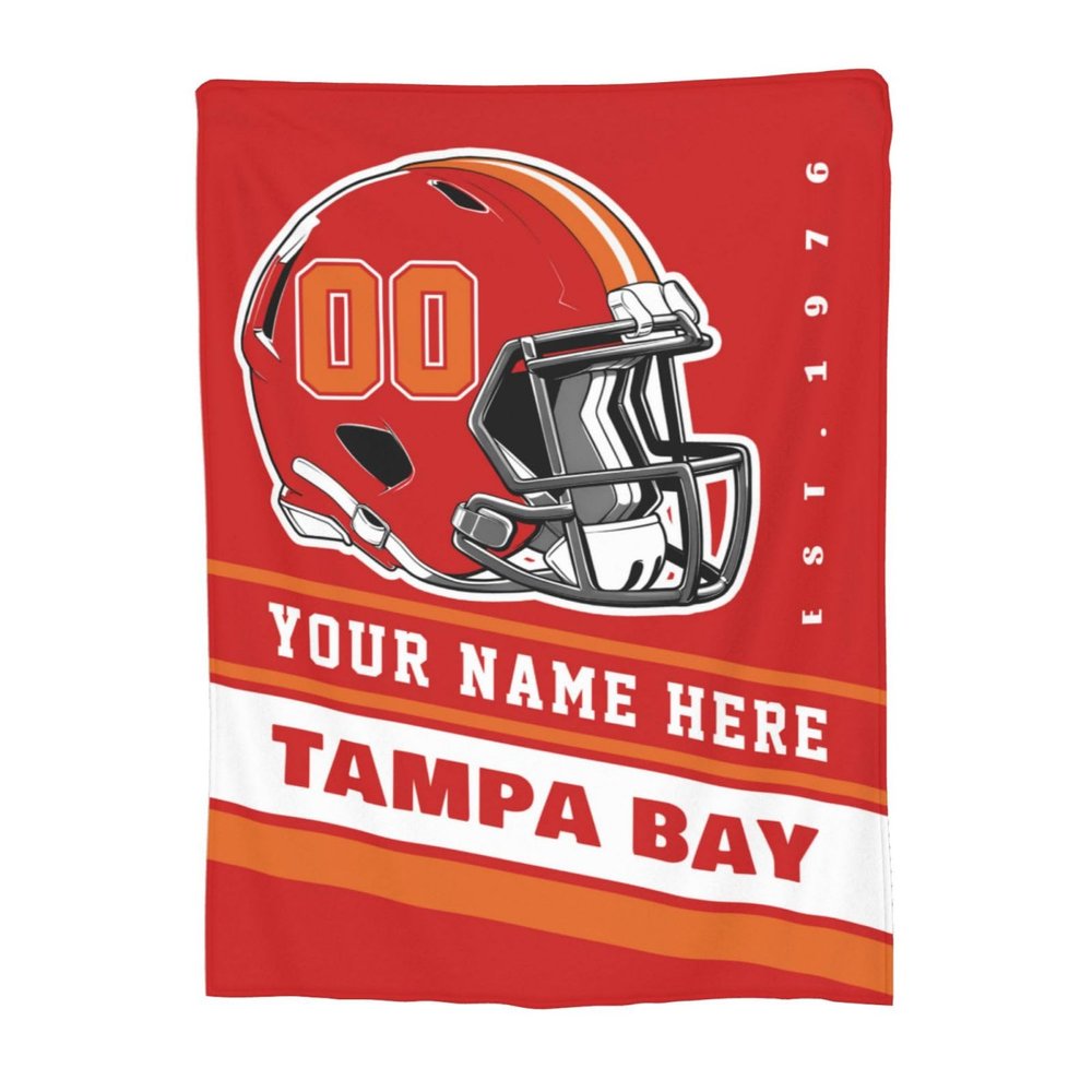 Custom Tampa Bay Blanket Personalized Football Throw Blankets Customized Any Name and Number Blankets Soft Flannel Blankets for Men Women Teen Adults