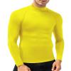 SPVISE Yellow Turtleneck Compression Shirt Men Long Sleeve Dry Fit Athletic Gear Base Layer Undershirt for Running Basketball view 2