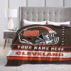 Custom Cleveland Blanket Personalized Football Throw Blankets Customized Any Name and Number Blankets Soft Flannel Blankets for Men Women Teen Adults view 4