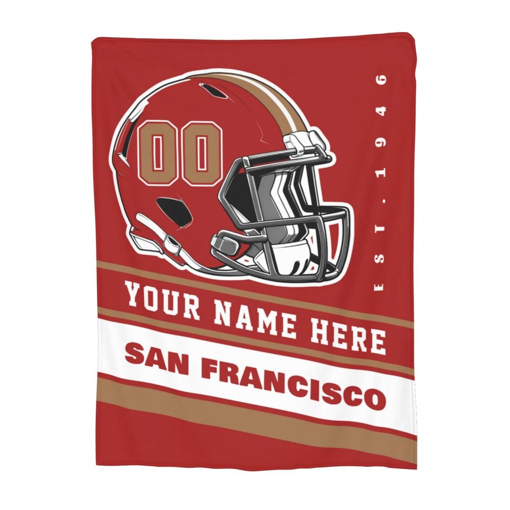 Custom San Francisco Blanket Personalized Football Throw Blankets Customized Any Name and Number Blankets Soft Flannel Blankets for Men Women Teen Adults
