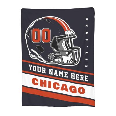 Custom Chicago Blanket Personalized Football Throw Blankets Customized Any Name and Number Blankets Soft Flannel Blankets for Men Women Teen Adults