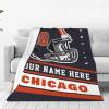 Custom Chicago Blanket Personalized Football Throw Blankets Customized Any Name and Number Blankets Soft Flannel Blankets for Men Women Teen Adults view 3